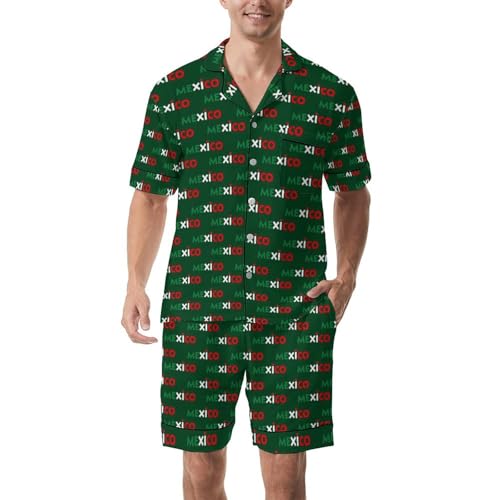 Men's Pajamas Sets Short Sleeve Loungewear Pajamas Button Down Soft Sleepwear Pj Sets