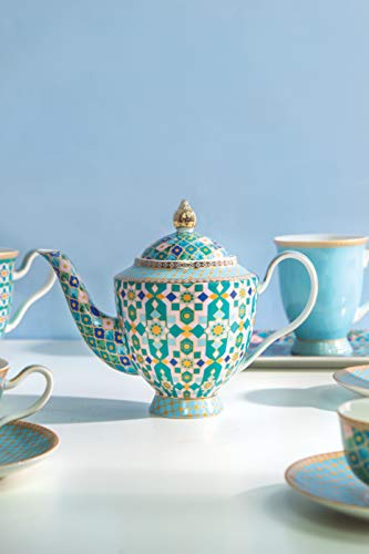 Maxwell & Williams Teas & C’s Kasbah Tetera de Porcelana con Infusor, 3 tazas / 500 ml – Verde - Imagen 7