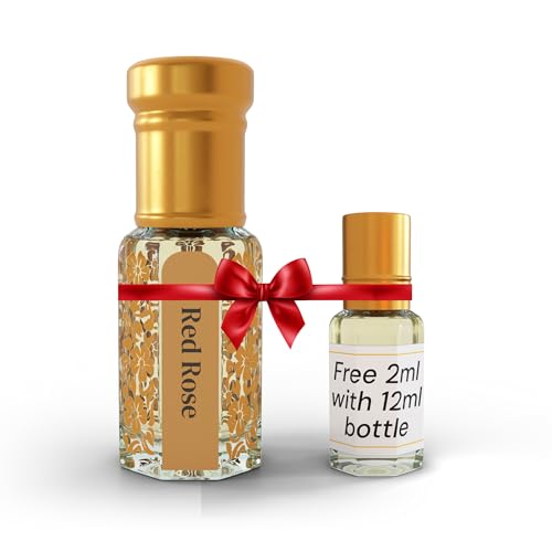 Image of NOMAN Red Rose Liquid Attar Original Pure Long-Lasting 100% Alcohol Free, 12ml In Luxury Bottle Best For Unisex