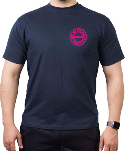 T-shirt Chicago FIRE Dept., logo rose sur la poitrine, bleu marine, bleu, S