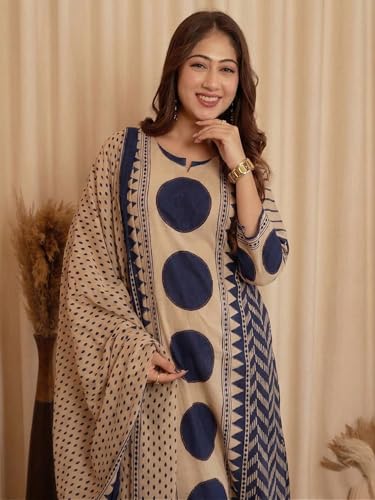 Image of Klosia Women Printed Straight Kurta and Pant Set with Dupatta | Printed Kurta Set | Cotton Kurta Set | Women Kurta Sets | Summer Suit |