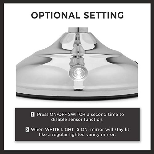 Mirrorvana Motion Sensor LED Lighted Makeup Mirror ~ Double Sided 5x/1x Magnifying ~ AC Adapter or Battery Operated ~ 9" x 8" Oval Reflection, 16" Height