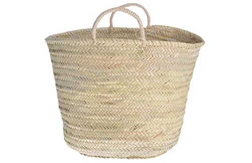 HERSIG - Capazo de palma con asa corta | Bolso de palma con base oval (60x33x38/48)