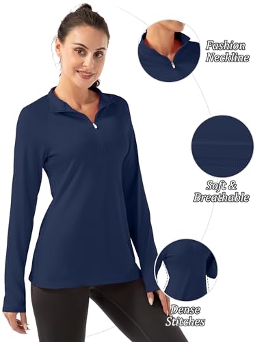 Women's Polo Shirts Long Sleeve UPF 50+ Sun Protection Tennis Golf Workout Tops Sport Zipper V Neck3