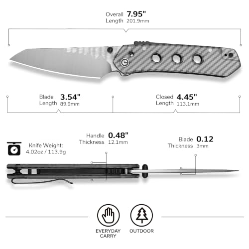 Image of CIVIVI Vision FG Pocket Knife, 3.54 inch Nitro-V Reverse Tanto Blade C22036-8 | Superlock Folding Knife with Lexan Handle, Reversible Ambidextrous Clip for EDC Camping Hiking