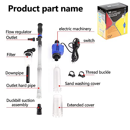 6 in 1 Pulizia Acquario Multifunzionale Sifone Acquario per Ghiaia Manuale Rapidamente Changer Acqua e Lavaggio di Sabbia Kit Sifone Aspirapolvere Pulizia Ghiaia Acquario con Ugello Lungo Kit - Image 4
