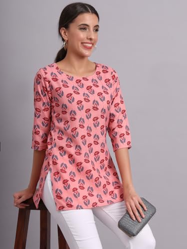 Image of PATLANI Women's Cotton Printed Short Fullstitched Kurti /Kurtas.