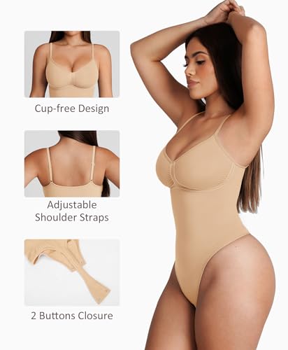 Image of FeelinGirl Shapewear Bodysuit for Women Tummy Control Waist Bodysuit Thong Shapewear Body Shaper Going Out
