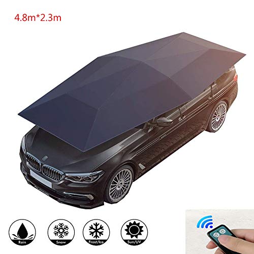 Automatic Intelligent Remote Control Parasol Car Clothing Car Cover Car Shed Electric Sun Shade Umbrella Cover Automatic Folding Car Cover Sunscreen Insulation,4.8M*2.3M,Navy