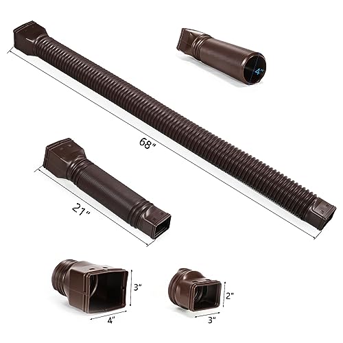 image for plusgutter Brown 2-Pack Rain Gutter Downspout Extensions Flexible, Dra