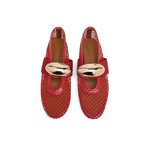 Bailarinas Mary Jane planas de malla con pedrería y hebilla ajustable 5