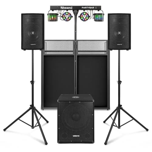 VONYX Pack Sono DJ Complet Système 800 W avec Table de Mixage, Amplificateur & Enceintes 8″ -...