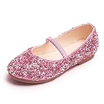 Princess Shoes Girls Glitter Mary Jane Flat Sandal Sequin Party Wedding Birthday Dress Cosplay Shoes for 3-7 Years Toddlers Kids Pink