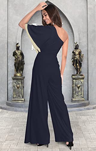 Image of KOH KOH Womens 2026 One Off Shoulder Asymmetric Long Pant Jumpsuit Romper