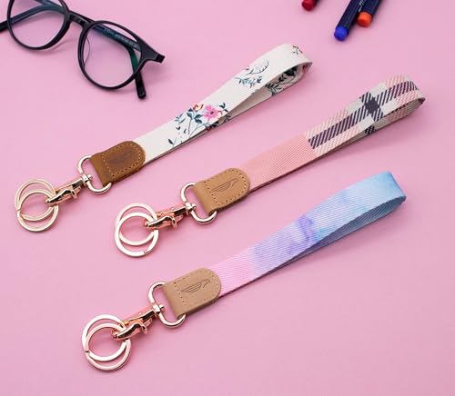 Image of POCKT Keychain Wristlet for Women and Men, Cute Wrist Lanyard for Keys, Short Key Chain Strap for Car Keys, Wallet, ID Badge & Phone | Bloom