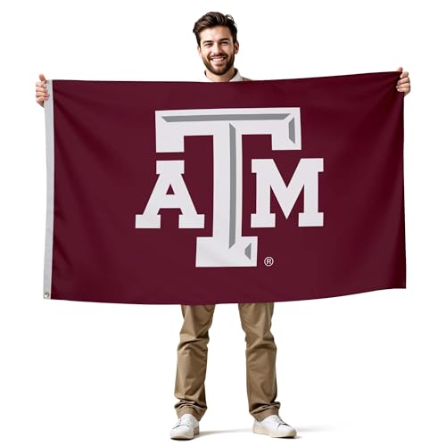 Texas A&M Aggies College Sports Printed Flag - NCAA Licensed - Nylon - School Banner (White Maroon) (3 x 5)