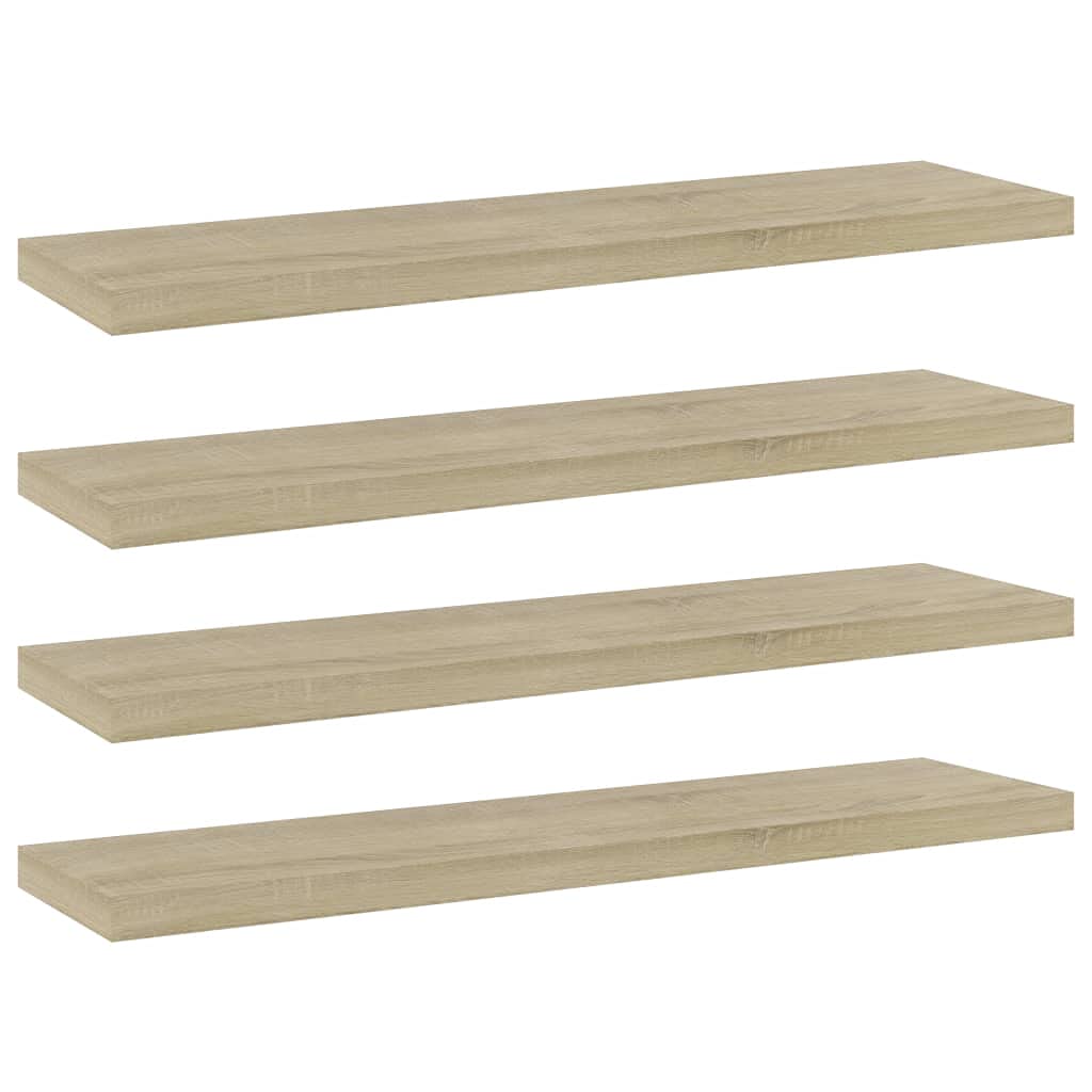 vidaXL 4x Wall Shelf Boards Shelf Panel Extra Shelf Bookrack Plates Wall Shelf Panels Furniture Study Room Library Sonoma Oak Engineered Wood