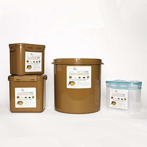 Premium Kimchi, Sauerkraut Fermentation and Storage Container with Inner Vacuum Lid - 5.8 Gallon (22L) Round Shape