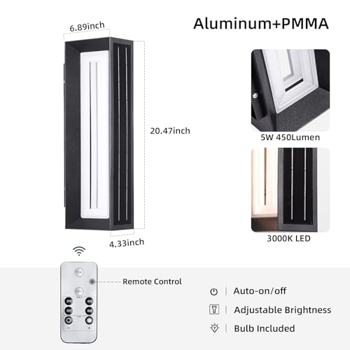 PAKEDANDUN Solar Exterior Lighting Fixtures, 20.5" Waterproof Front Porch Light, 3000K LED Outdoor Sconce Lights, Modern Outdoor Wall Sconces, Extra Large Wall Lantern for House Garage Doorway Patio — view 4