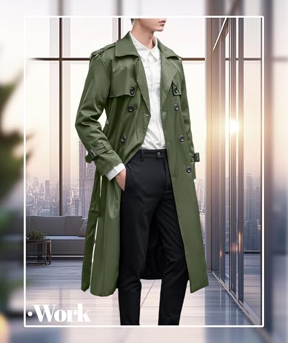 Image of Pantete Men's Double Breasted Trench Coat Oversized Windbreaker Long Jacket