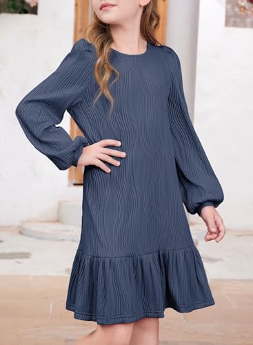 blibean Teen Girls Fall Dresses Kids Long Sleeve Boho Dress Size 6-15 Years2