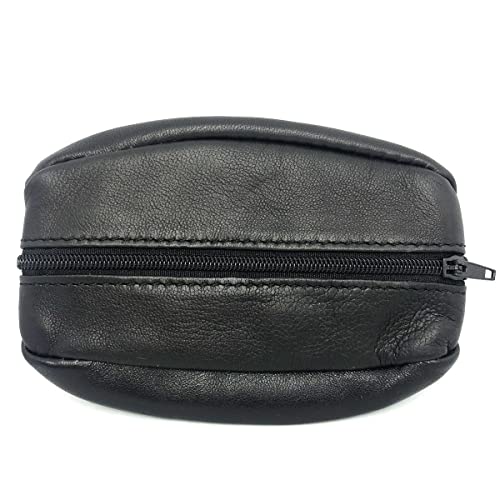 Charmoni - Portefeuille Homme - Top qualité - Fermeture éclaire - Porte-Monnaie - Cuir véritable - pour Poches Pantalon ou Veste (Noir (Grand))