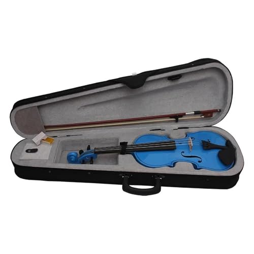 Violon acoustique bleu foncé débutant avec table en tilleul et archet de violon complet