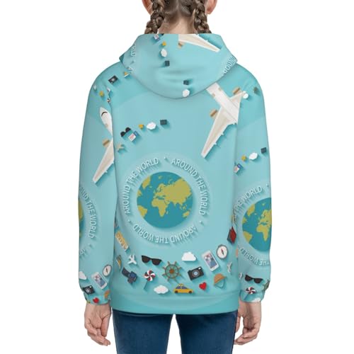Travelling on Airplane Kids Pullover Hoodies Boys Sweatshirts Girls Athletic Clothes with Pocket4