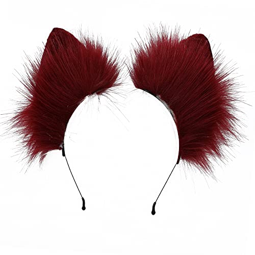 Image of VIGVAN Handmade Wolf Fox Ears Animal Cosplay Cute Head Accessories for Halloween