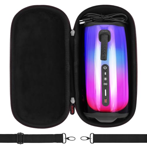 Portable Shell Case for JBL Pulse 5 Speaker, Hard Carrying Bag, Waterproof Travel Case with Shoulder Strap and Handle - Black