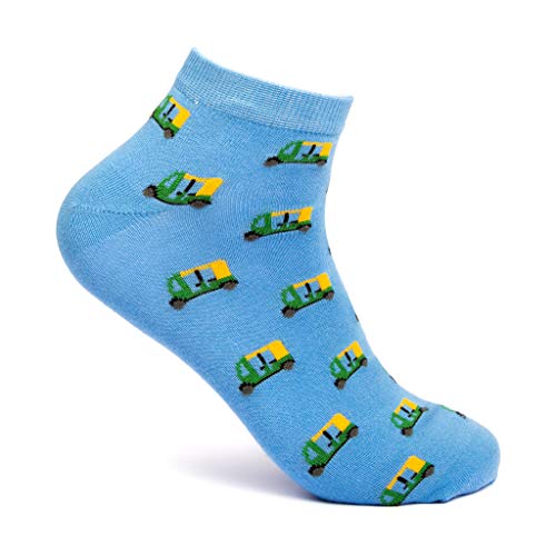 Image of Mint & Oak Men Ankle Socks, Printed Funky Socks, Cotton Unisex Ankle Length Sock, Odour Free Socks - Pack of 1