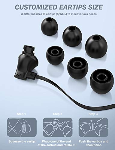 Earbuds with Microphone, Vogek Earphones Noise Isolating, in-Ear Headphones with HiFi Stereo & Powerful Bass 3.5mm Interface Compatible with iPhone and Android Smartphones, iPad, iPod, MP3 Players - Thumbnail 5