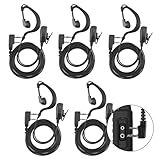 VistaRise 5-Pack Two-Way Radio Earpiece with Mic， Ear Hooks Walkie Talkie Headset Compatible with Kenwood,Baofeng,BTECH,Retevis,Pxton,Wouxun(2-Pin K-Type)