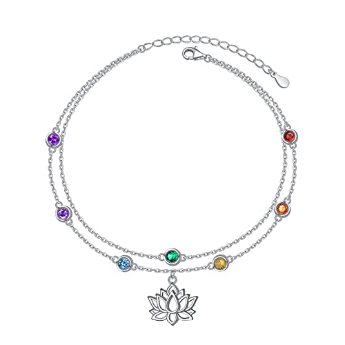 Image of Yearace Anklet for Women S925 Sterling Silver Adjustable Foot Beaded Chain Lotus Flower Claddagh Dragonfly Witches Knot Ankle Bracelet Summer Beach Anklets Jewelry Gift