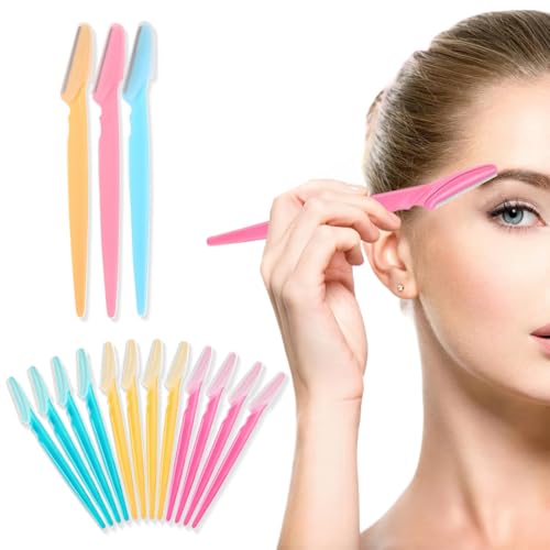 CATOR 15 Piezas Rasuradoras de Cejas, Eyebrow Razor, Maquinillas de Afeitar de Cejas de Seguridad Facial, para Mujer Depilatorio Portátil Facial con Cubierta de Precisión, para Mujer y Hombre