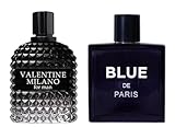 VALENTINE MILANO & BLUE De PARIS Cologne for Men Combo Pack Eau de Parfum Fragrance for Men 3.4oz/100ml, Natural Spray, Long Lasting (Pack of 2)