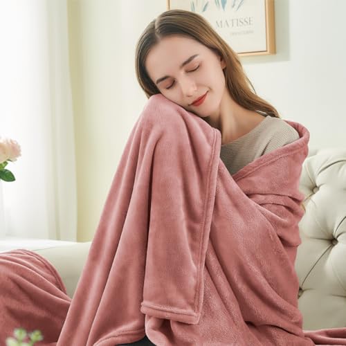 Image of BEDELITE Fleece Blanket Dusty Pink Throw Blankets for Couch & Bed, Luxury Plush Cozy Fuzzy Blanket 50x60 inches, Super Soft Warm Lightweight Throw Blanket for Travel Camping