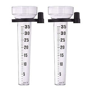 Relaxdays Regenmesser 2er Set, mit Halter, Niederschlagsmesser Garten, große Anzeige 35 mm/m², Kunststoff, transparent