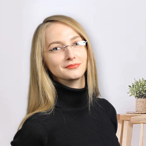 Teraise Upgrade Lightweight Reading Glasses Frameless Readers Clear Lens For Men And Women W/Pen Clip Tube Case (1.5X) #TOP2