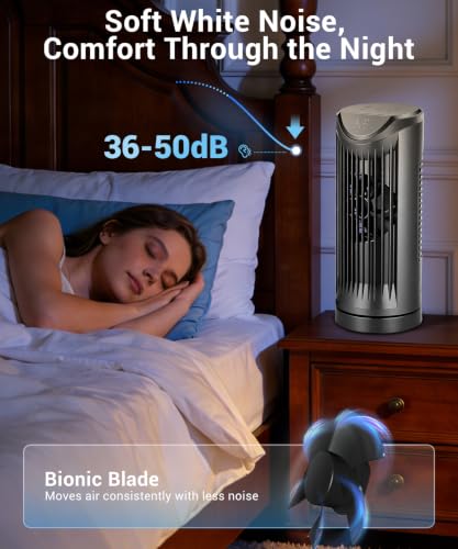 Personal Tower Fan for Bedroom, Portable Desk Table Fan with Remote - Image 3