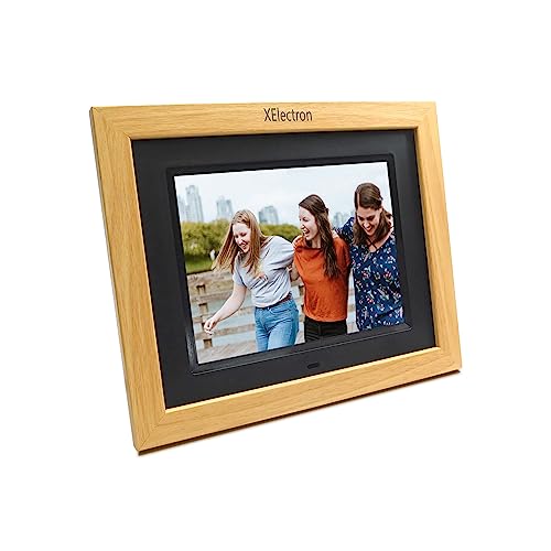 Image of XElectron 8 inch IPS LED Digital Photo Frame with Wide View HD Display, Auto-Rotate, Play Photos, Videos, Music and Slideshow with SD Card, USB Ports (Wooden)
