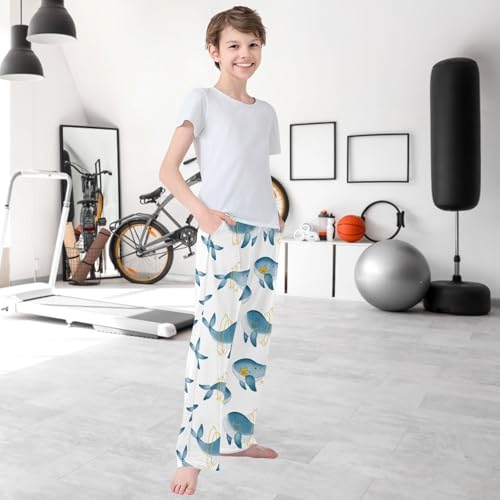 Boy's Pants Watercolor Whale Planet Star Jogger Pants Elastic Waist Long Bottoms Trousers with Pockets 6-14 Years 6