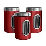 Photo Gallery casa pura barattoli sale zucchero caffè - contenitori cucina con finestra trasparente e coperchio ermetico in 5 colori - set da 3 pezzi da 1.4 l - rosso Photo Gallery casa pura barattoli sale zucchero caffè - contenitori cucina con finestra trasparente e coperchio ermetico in 5 colori - set da 3 pezzi da 1.4 l - rosso