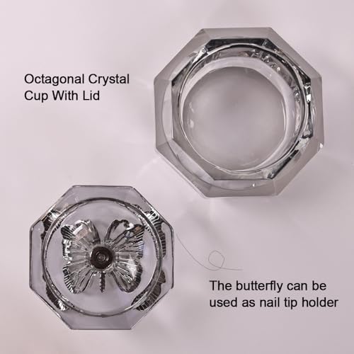 Vaso de cristal para uñas con tapa motivo mariposa miniatura 4