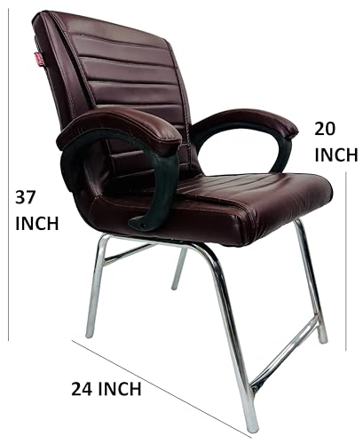 Image of Goyal steel & furniture Executive Office Study Reception Library School Chair Home Study Library Chair with Cushioned seat Back (1, Coffee, H Frame)