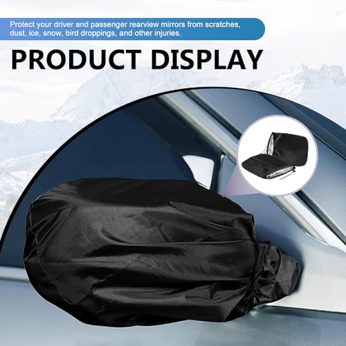 Image of 2 PCS Auto Rearview Mirror Snow Cover, 210D Silver Coated Oxford Cloth Dust and Frost Protective Cover, 10.62 inch x 12.99 inch Car Accessories, Universal for Automobiles (Black)