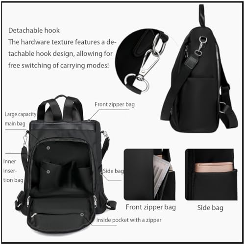 Forcipower Anti-Theft Large Capacity Backpack, Multi-purpose Large Capacity Oxford Cloth Lightweight Shoulder Bag (Glitter Black)4