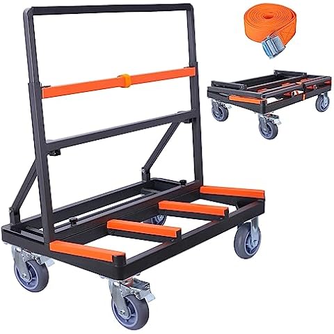 Upgrade Folding Drywall Cart Heavy Duty,Drywall Dolly with Rubber Swivel Casters,2200 lbs Load Capacity, Panel Cart Plywood Dolly Handling Sheetrock Plywood Glass Door and Windows Service Cart Cover