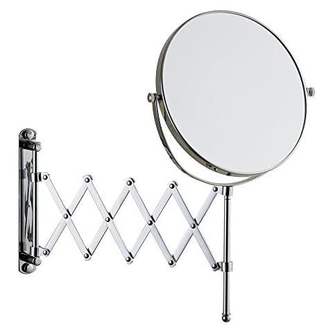 Cavoli 8 Inches Double-Sided Wall Mount Scalable Mirror with 10x Magnification,with Scissor Bracket,Chrome Finish(8 inch,10x) Cover