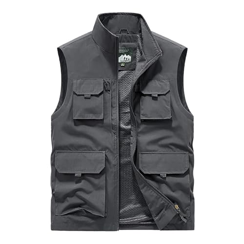 Chaleco sin mangas para hombre multibolsillos ligero de safari